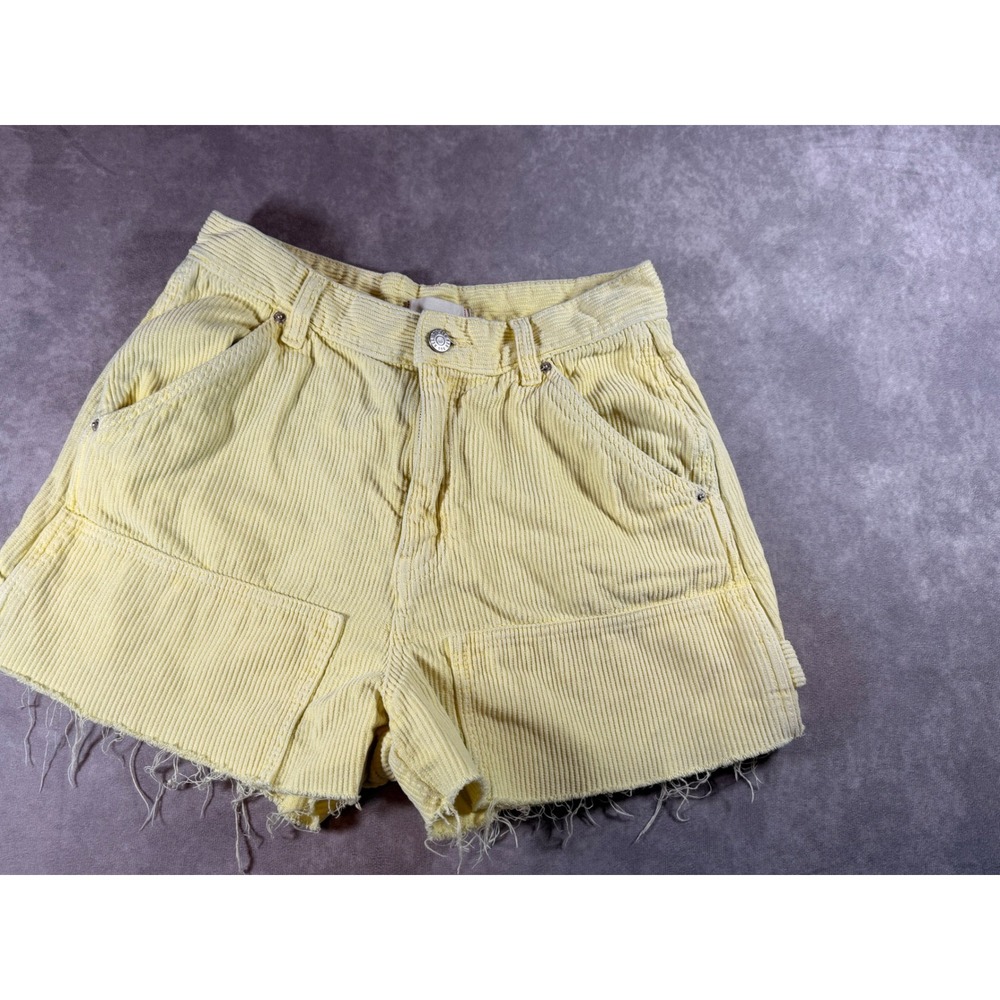 BDG Urban Outfitters Yellow Corduroy Cut Off Carpenter Shorts Size 28 High Waist